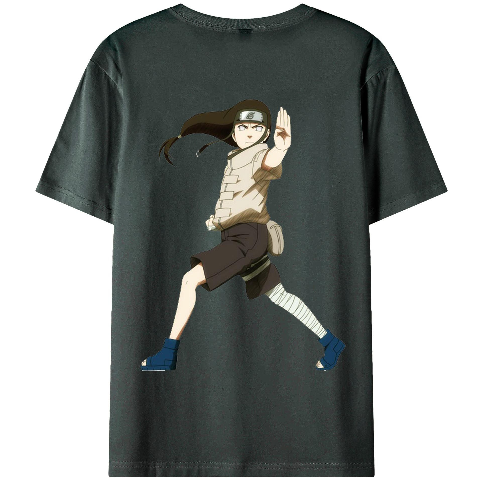 （画像用） NARUTO -ナルト- 日向ネジ Hyūga Neji 綿100％ メンズ半袖Tシャツ（バックプリント） 通気性